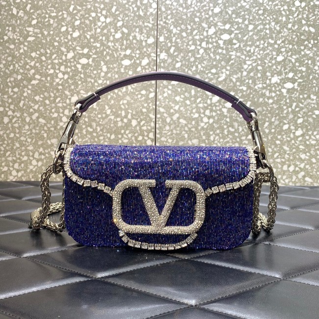 VALENTINO MINI LOCO imitation crystal shoulder bag WB0K53SL dark purple