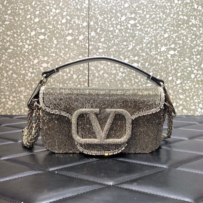 VALENTINO MINI LOCO imitation crystal shoulder bag WB0K53SL silver