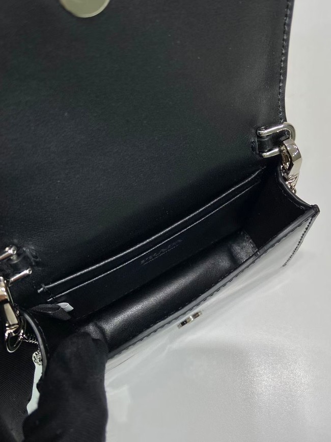 Prada brushed leather card holder with shoulder strap 1MR024 black