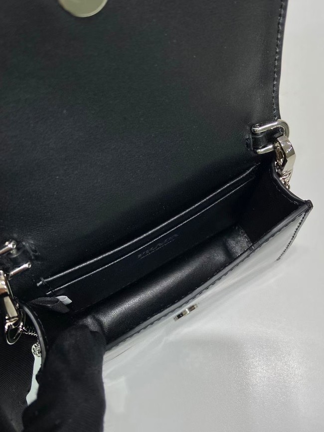Prada brushed leather card holder with shoulder strap 1MR024 black