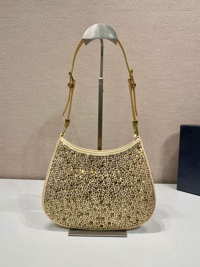 Prada Cleo satin bag with crystals 1BC169 gold