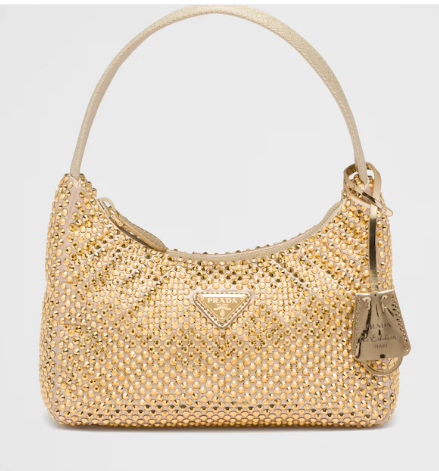 Prada Satin mini-bag with crystals 1BC515 gold