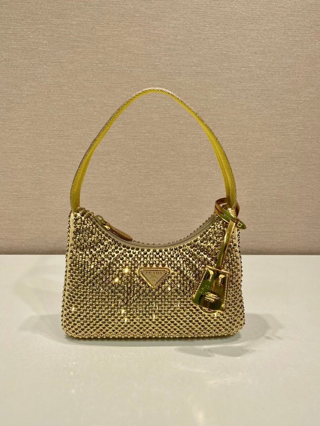 Prada Satin mini-bag with crystals 1BC515 gold 