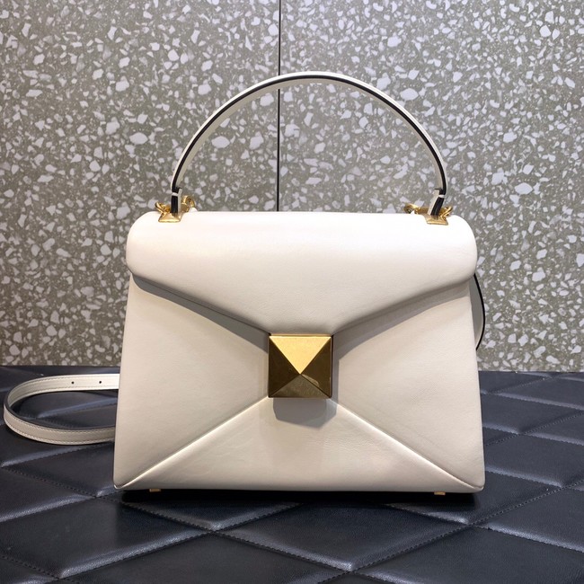 VALENTINO ONE STUD Small sheepskin shoulder bag WB0K83H white