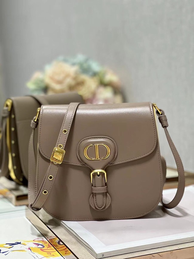 DIOR BOBBY FRAME BAG Cognac-Colored Box Calfskin M9333U Hazelnut