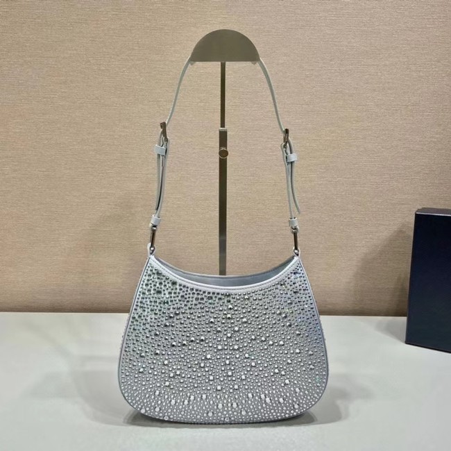 Prada Cleo satin bag with crystals 1BC169 silver