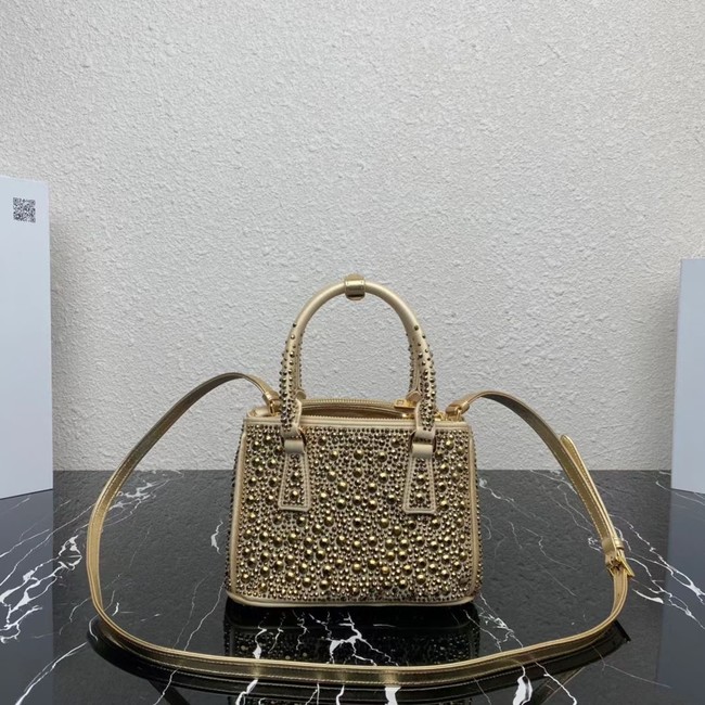 Prada Galleria satin mini-bag with crystals 1BA906 gold