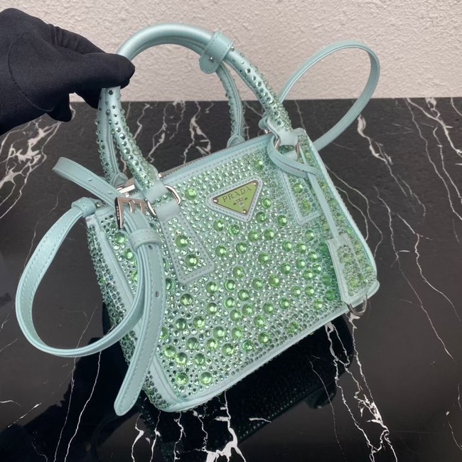 Prada Galleria satin mini-bag with crystals 1BA906 green