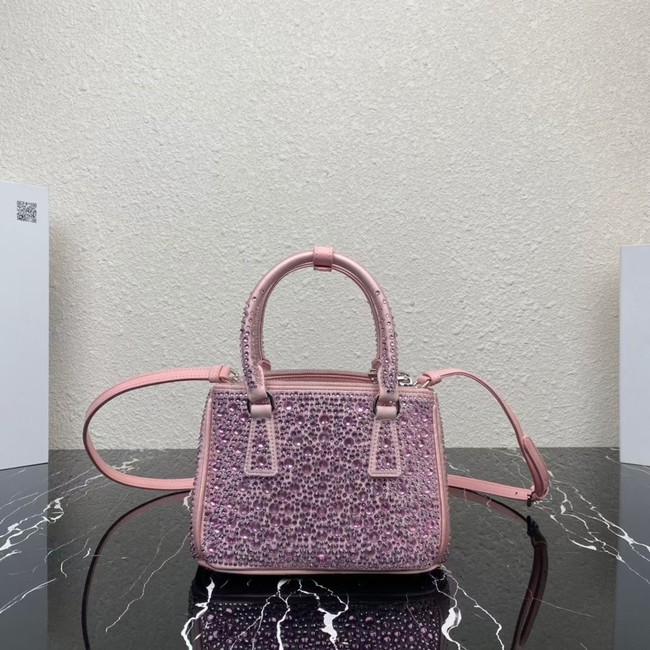 Prada Galleria satin mini-bag with crystals 1BA906 pink