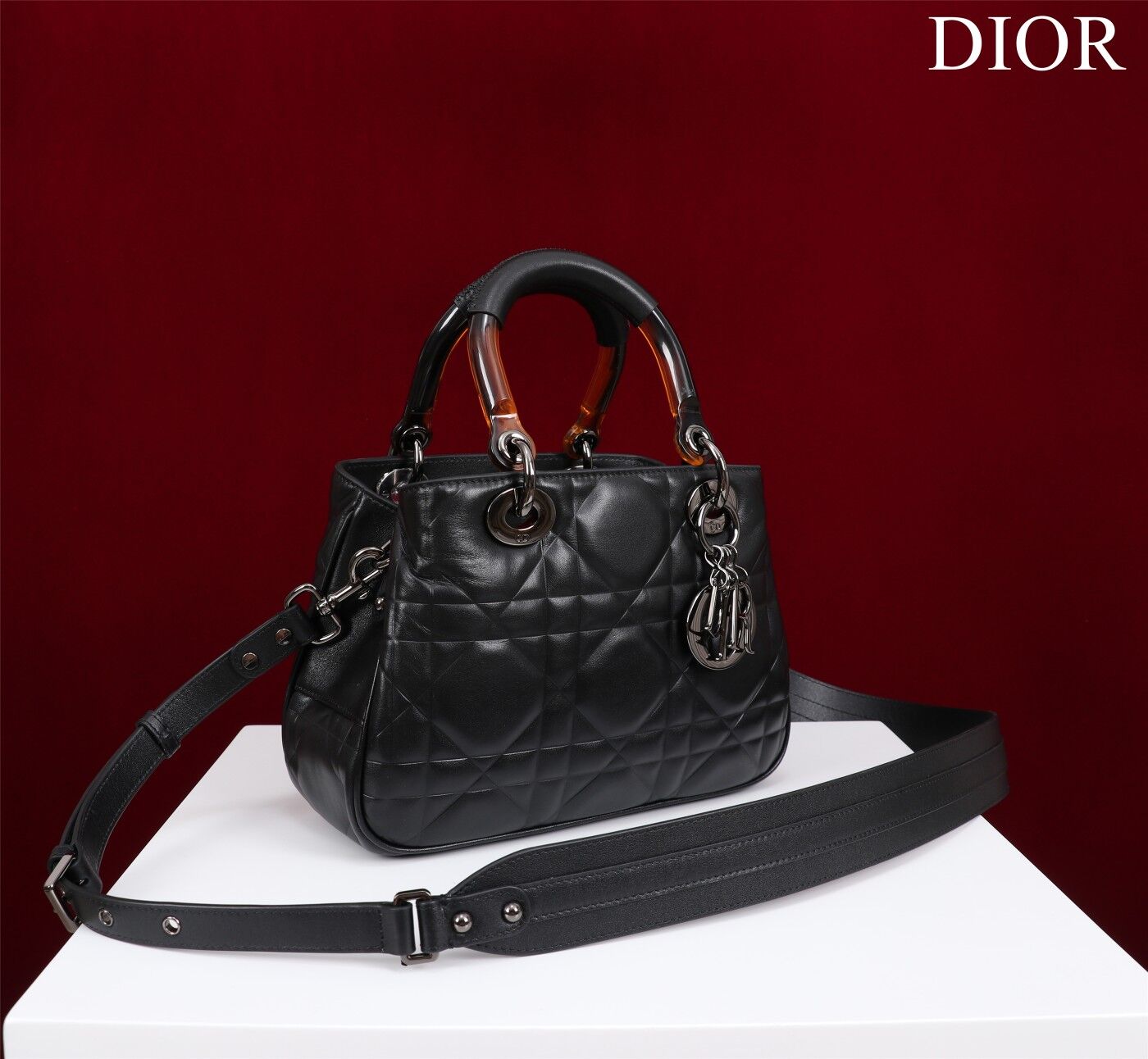 LADY DIOR TOP HANDLE SMALL BAG Latte Cannage Lambskin C0963 BACK