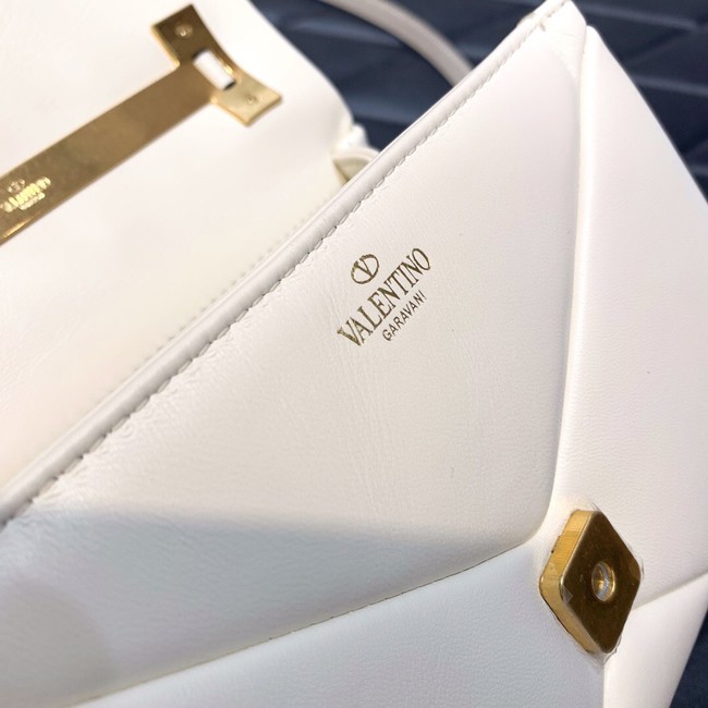 VALENTINO ONE STUD mini sheepskin shoulder bag WB0L13M white