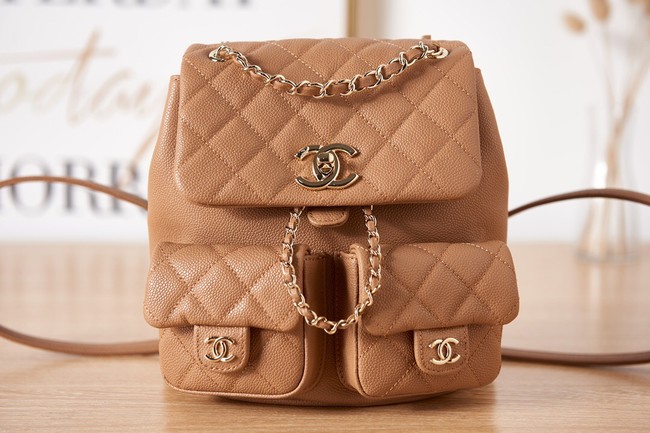 Chanel SMALL BACKPACK AS3860 brown