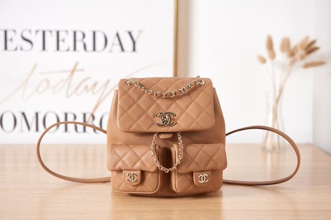 Chanel SMALL BACKPACK AS3860 brown