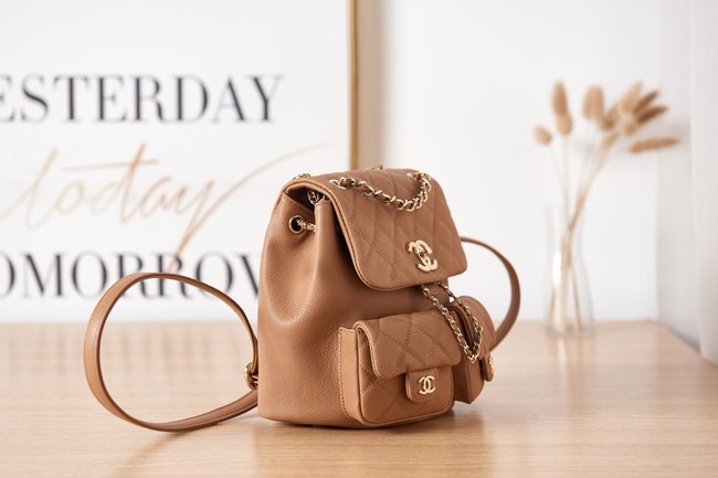 Chanel SMALL BACKPACK AS3860 brown