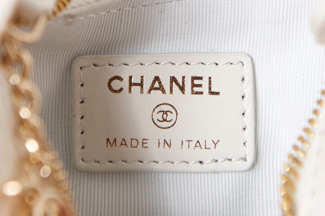 Chanel mini Lambskin  & Gold-Tone Metal AS3232 white