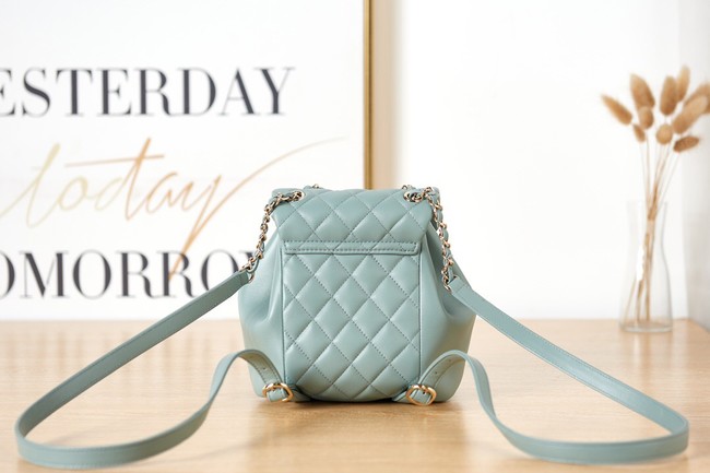 Chanel Backpack Sheepskin Original Leather AS2908 light blue