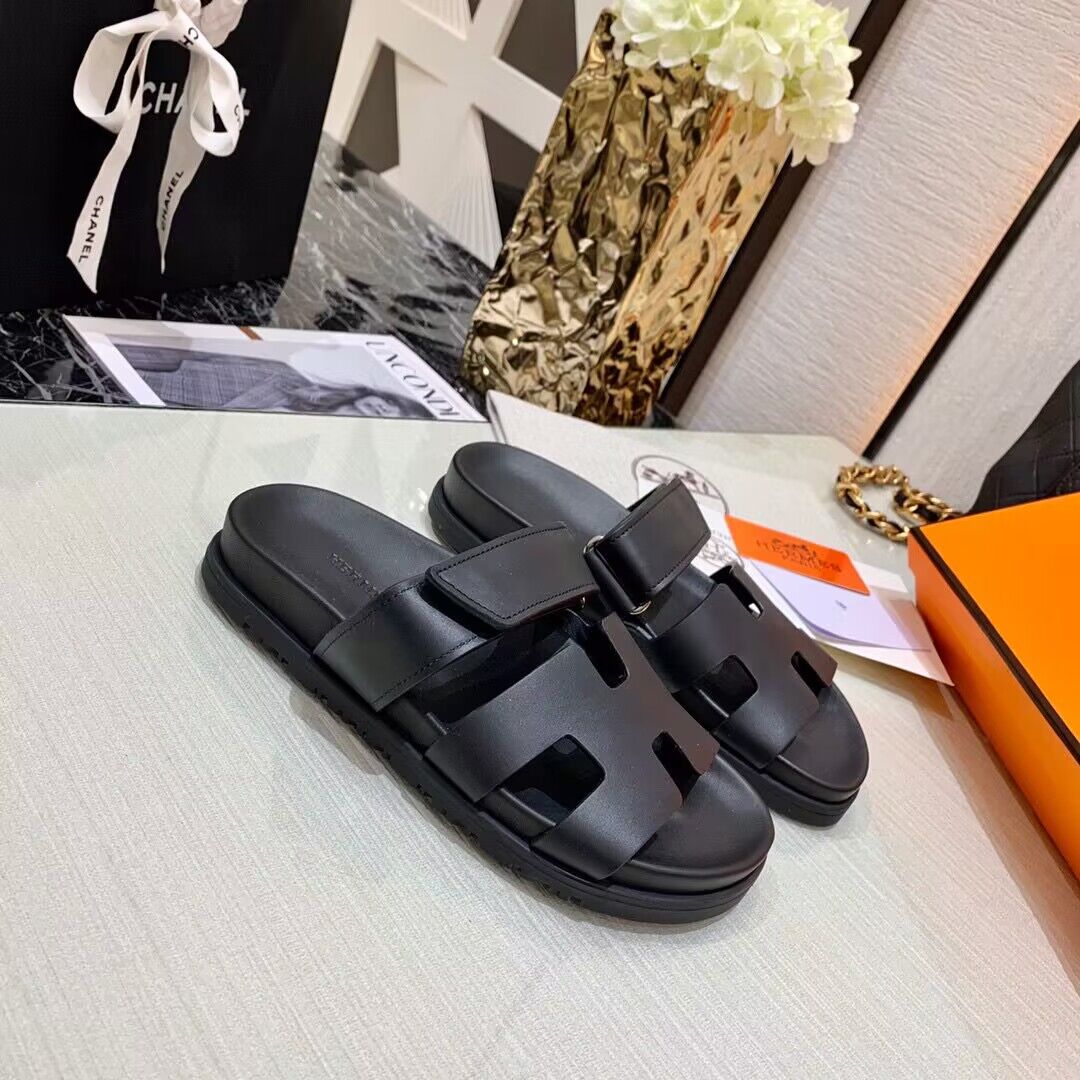 Hermes Shoes 2022 Chypre sandals HM63920 Black