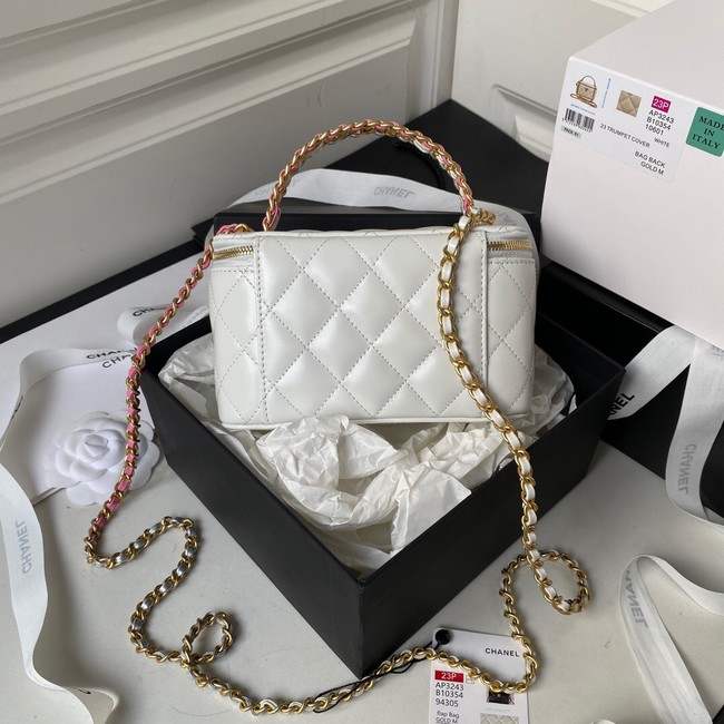 Chanel CLUTCH WITH CHAIN Lambskin & Gold Metal AP3243 WHITE