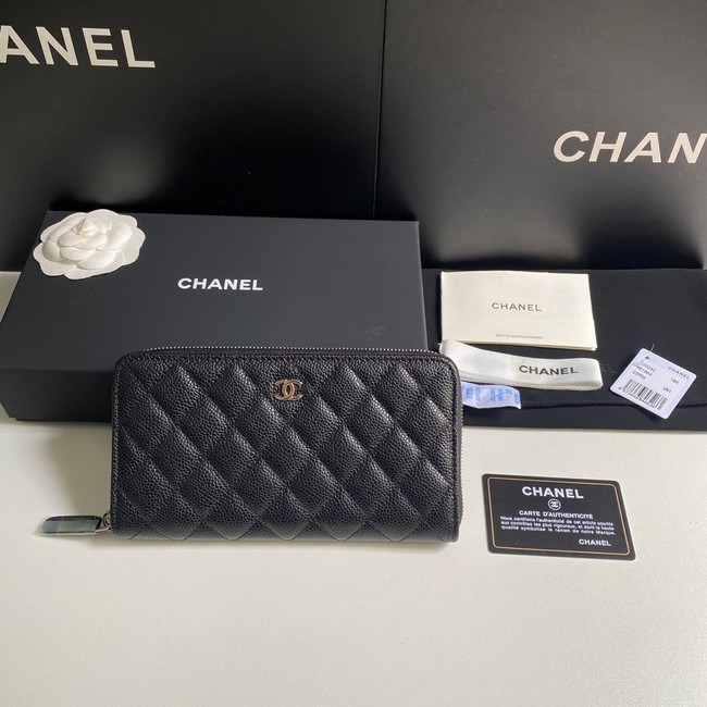 Chanel Calfskin Leather & Gold-Tone Metal AP0242 black