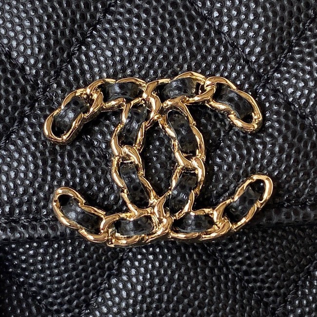 Chanel MINI FLAP BAG CLUTCH WITH CHAIN Gold-Tone Metal AP3238 BLACK