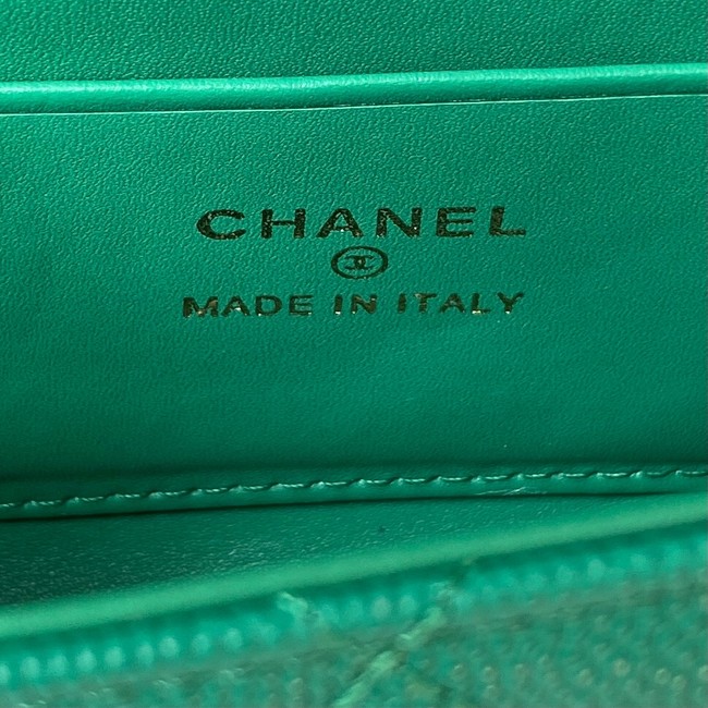Chanel MINI FLAP BAG CLUTCH WITH CHAIN Gold-Tone Metal AP3238 GREEN