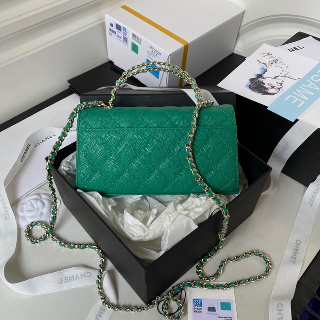 Chanel MINI FLAP BAG CLUTCH WITH CHAIN Gold-Tone Metal AP3238 GREEB