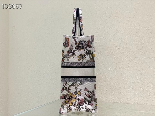 LARGE DIOR BOOK TOTE White Multicolor Dior Jardin Botanique Embroidery M1286ZEA