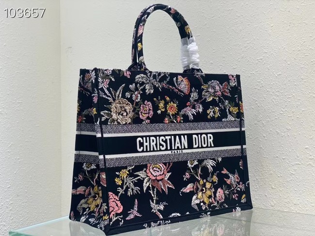 LARGE DIOR BOOK TOTE black Multicolor Dior Jardin Botanique Embroidery M1286ZEA