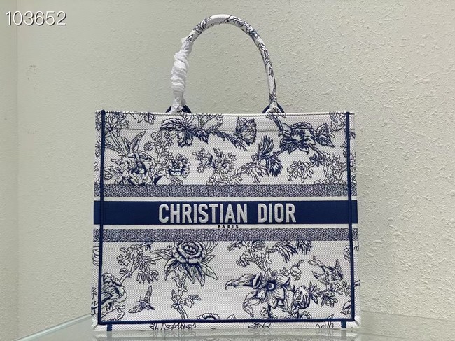 LARGE DIOR BOOK TOTE blue Multicolor Dior Jardin Botanique Embroidery M1286ZEA