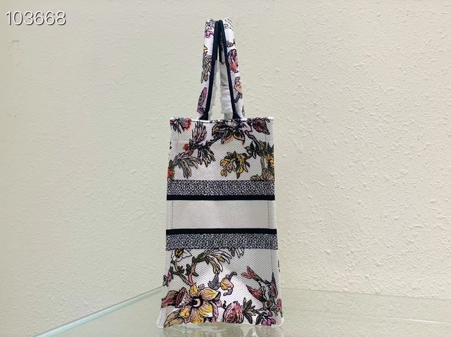 MEDIUM DIOR BOOK TOTE White Multicolor Dior Jardin Botanique Embroidery M1296ZRZ