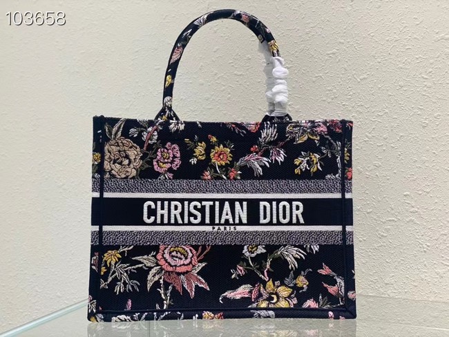 MEDIUM DIOR BOOK TOTE black Multicolor Dior Jardin Botanique Embroidery M1296ZRZ