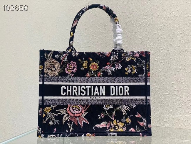 MEDIUM DIOR BOOK TOTE black Multicolor Dior Jardin Botanique Embroidery M1296ZRZ