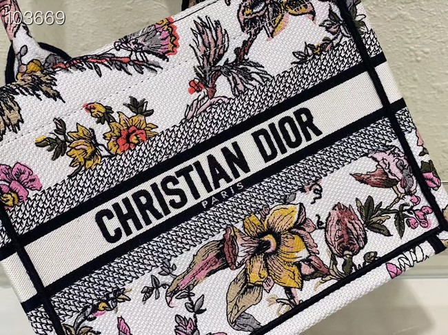 SMALL DIOR BOOK TOTE M1265ZC White Multicolor Dior Jardin Botanique Embroidery M1265ZC