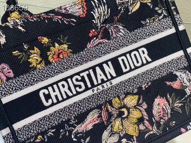 SMALL DIOR BOOK TOTE M1265ZC black Multicolor Dior Jardin Botanique Embroidery M1265ZC