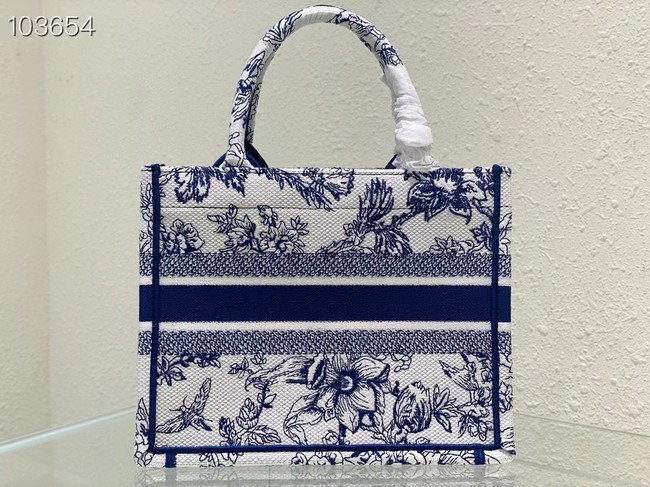 SMALL DIOR BOOK TOTE M1265ZC blueMulticolor Dior Jardin Botanique Embroidery M1265ZC