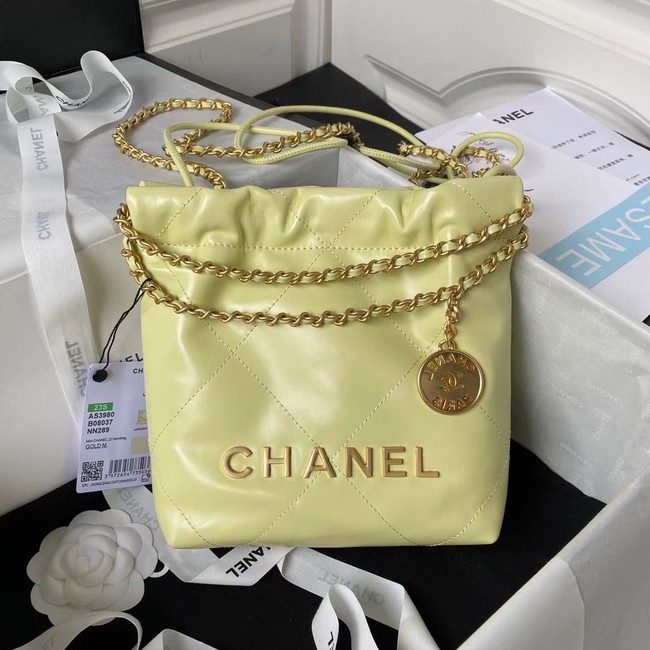 CHANEL 22 MINI HANDBAG AS3980 Light Yellow