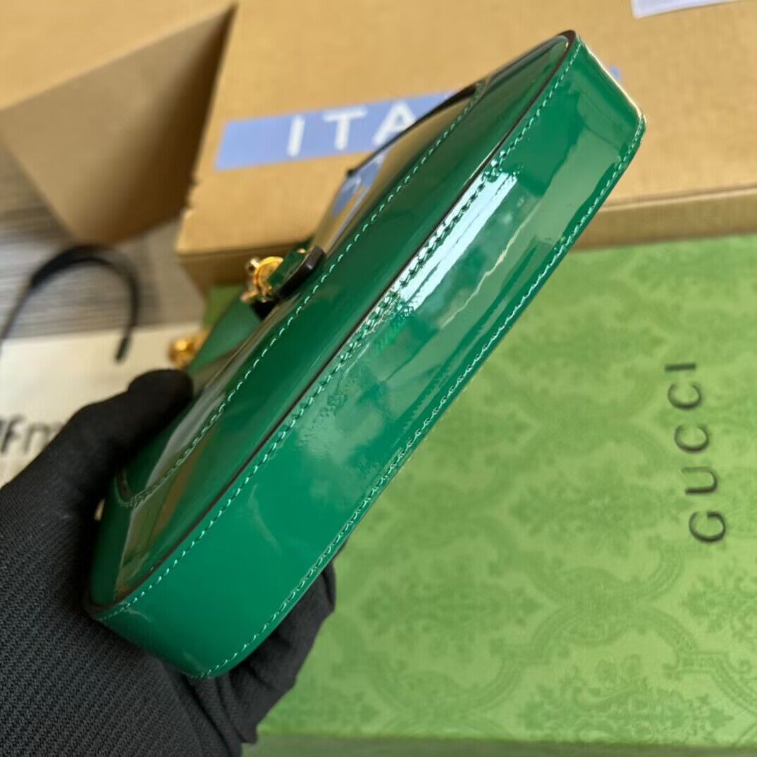 Gucci Jackie 1961 mini patent leather hobo bag 699651 Emerald green