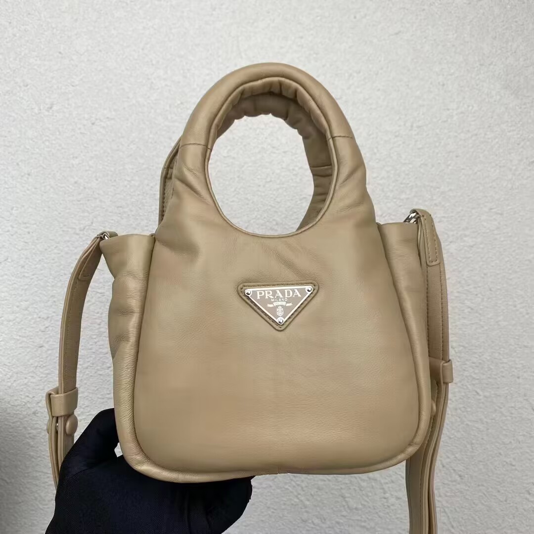 Prada Small padded Soft nappa-leather bag 1BA359 apricot