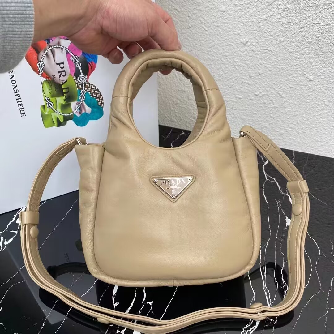 Prada Small padded Soft nappa-leather bag 1BA359 apricot