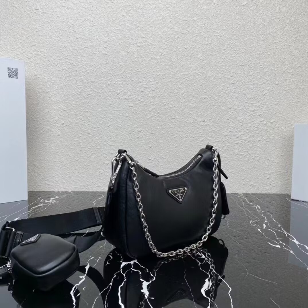 Prada leather shoulder bag 1AH024 black