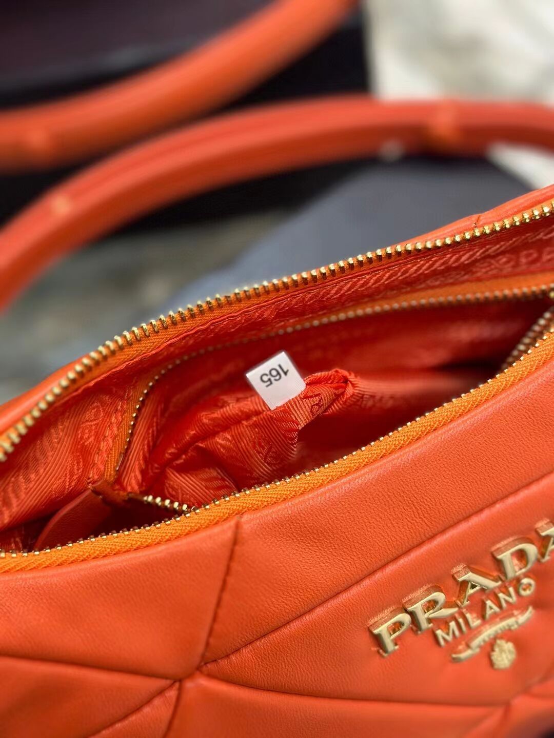 Prada leather shoulder bag 1BH117 orange