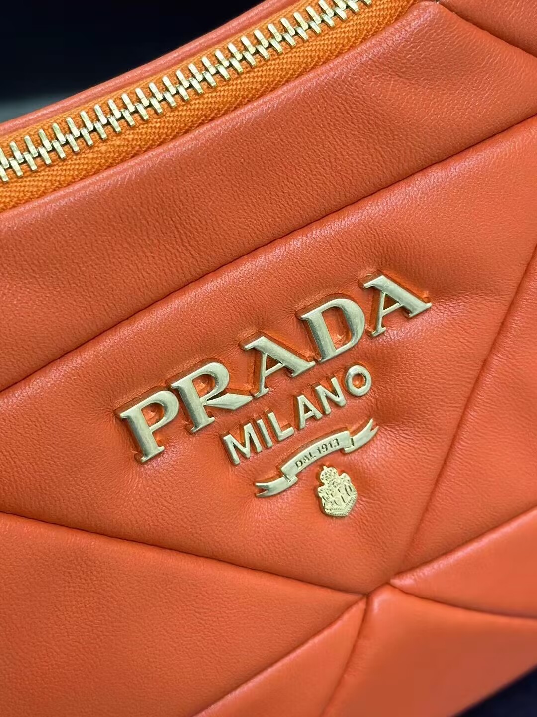 Prada leather shoulder bag 1BH117 orange