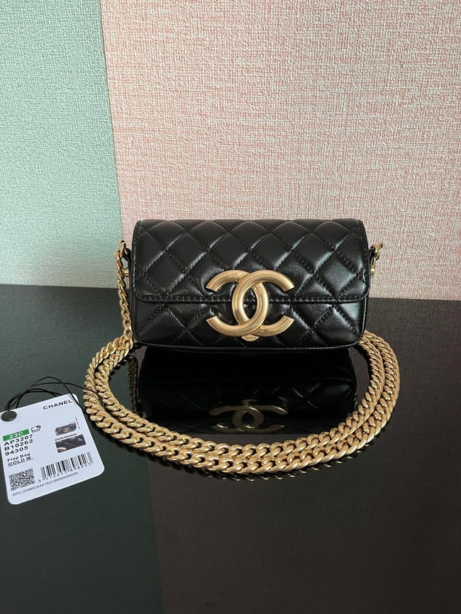 Chanel MINI FLAP BAG Lambskin & Gold-Tone Metal AS3207 black