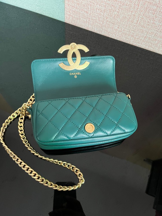 Chanel MINI FLAP BAG Lambskin & Gold-Tone Metal AS3207 green