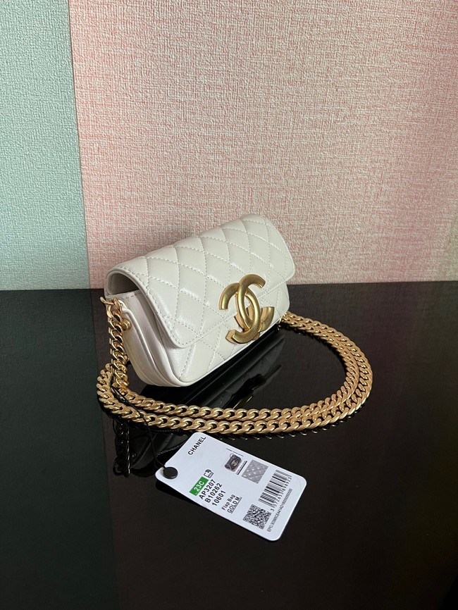 Chanel MINI FLAP BAG Lambskin & Gold-Tone Metal AS3207 white