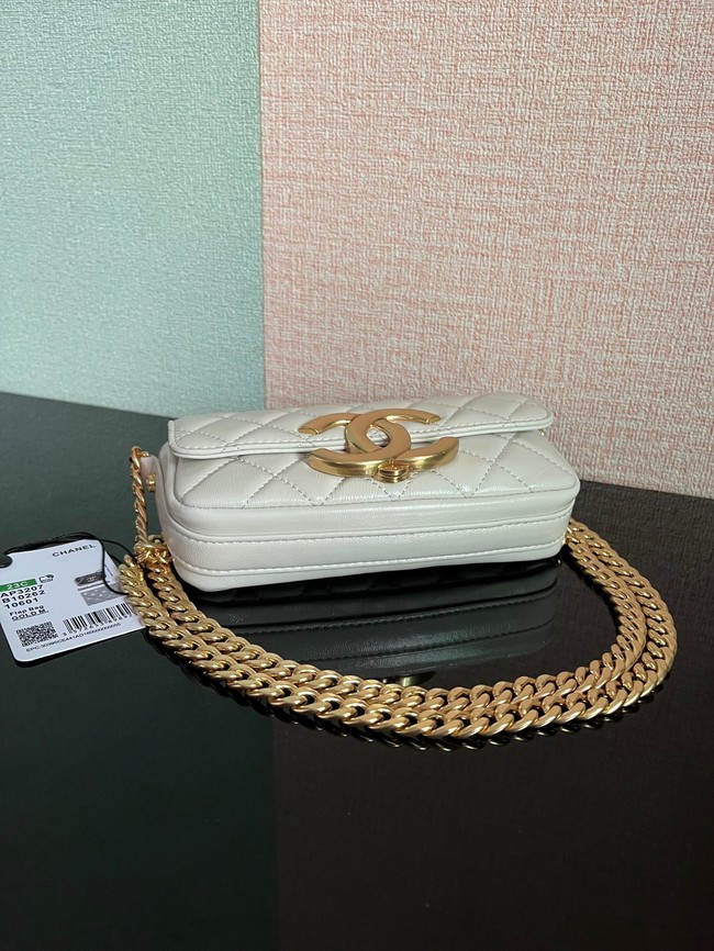 Chanel MINI FLAP BAG Lambskin & Gold-Tone Metal AS3207 white