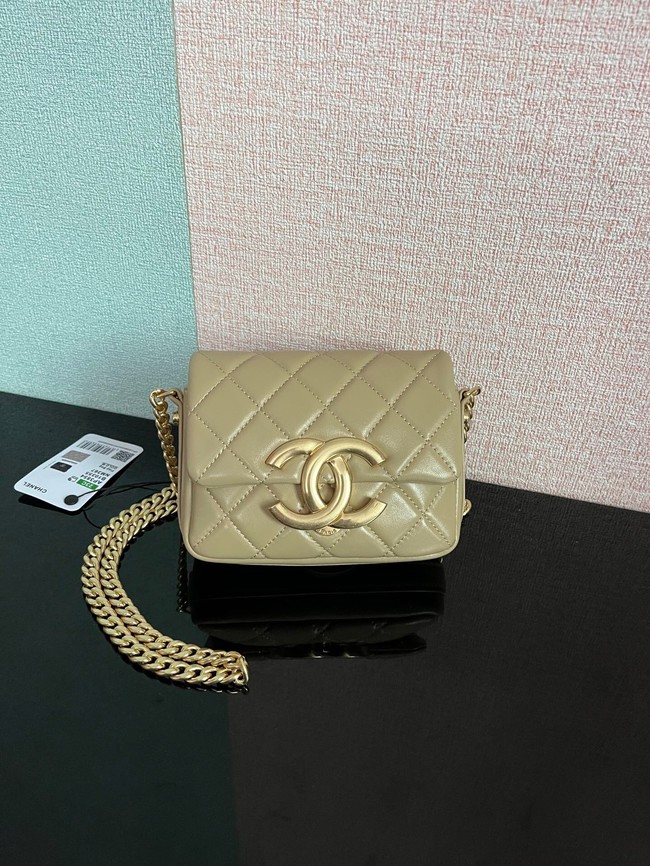 Chanel MINI FLAP BAG Lambskin & Gold-Tone Metal AS3854 khaki