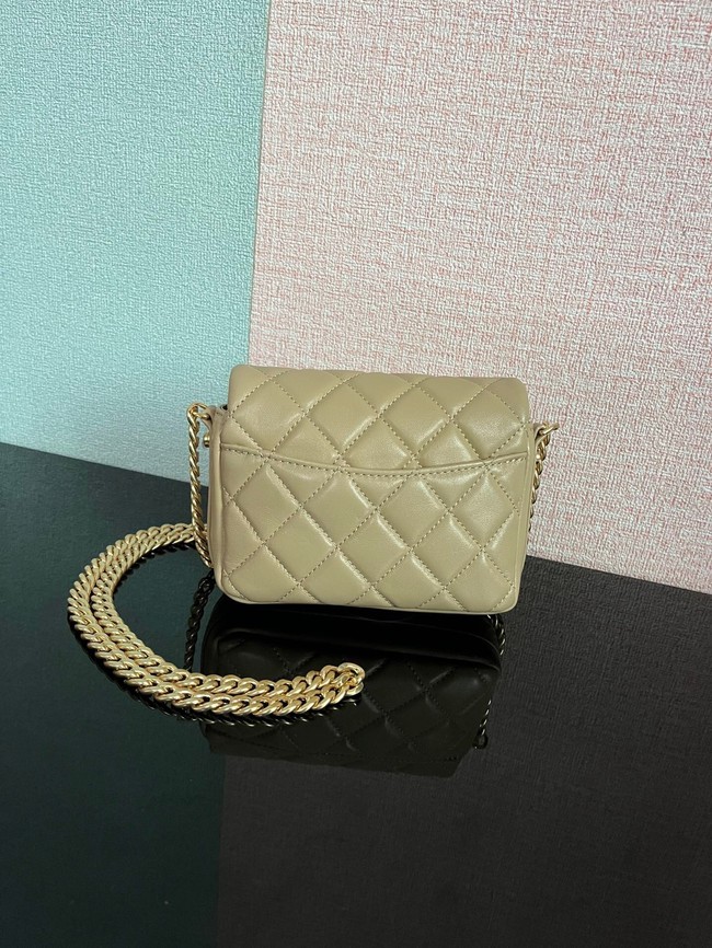 Chanel MINI FLAP BAG Lambskin & Gold-Tone Metal AS3854 khaki