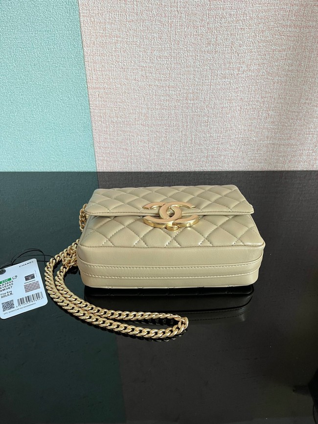 Chanel SMALL FLAP BAG Lambskin & Gold-Tone Metal AS3855 khaki