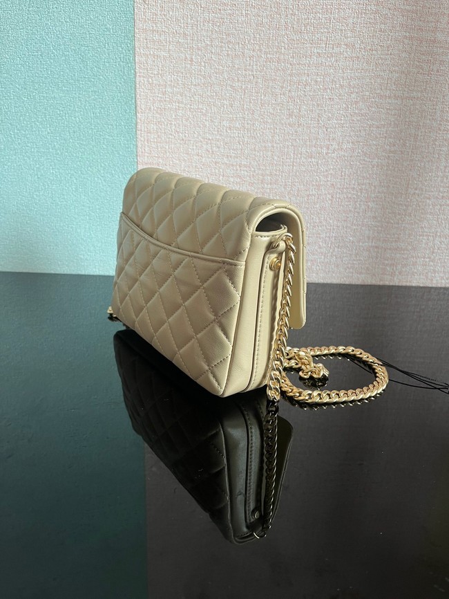 Chanel SMALL FLAP BAG Lambskin & Gold-Tone Metal AS3855 khaki